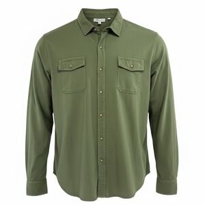 Peter Millar Mountainside Men's Sz XXL Snap Up Olive Green Shirt (R43)